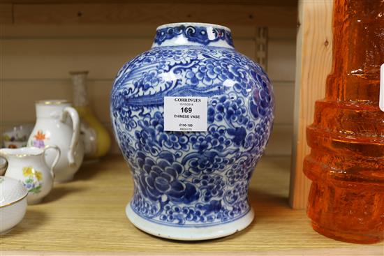 A Chinese Kang Hsi blue and white vase height 23cm